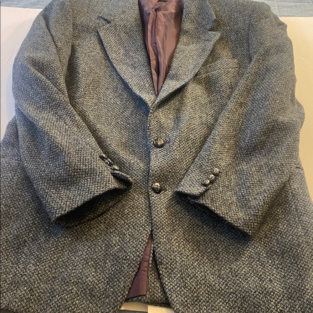 Blue Harris Tweed Blazer Hand Woven in Scotland 100% Virgin Wool